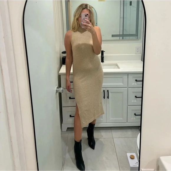 Mango Side Slit Fall Knit Dress NWT - Picture 2 of 12